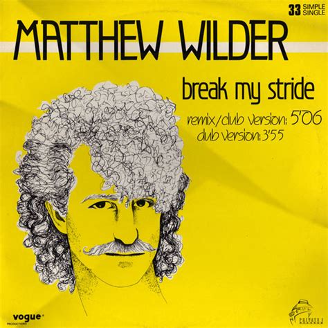 Jan 3, 2024 · When Matthew Wilder crooned 'Ain't nothin' gonna break my stride,' he might as well have set the motto for every resilient soul striving to overcome life's relentless challenges. The 1983 hit 'Break My Stride' pulses with a rhythm that's as infectious as its message is indomitable. The song isn't just an earworm; it encapsulates an era while communicating a timeless sentiment of perseverance. 